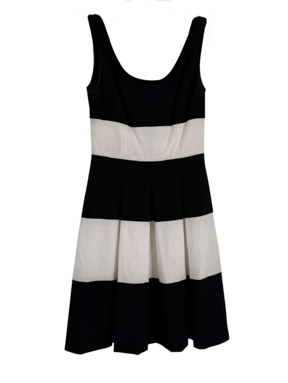 Lauren Ralph Lauren Dress Size 0 Black Ivory Stripe Sleeveless Fit & Flare